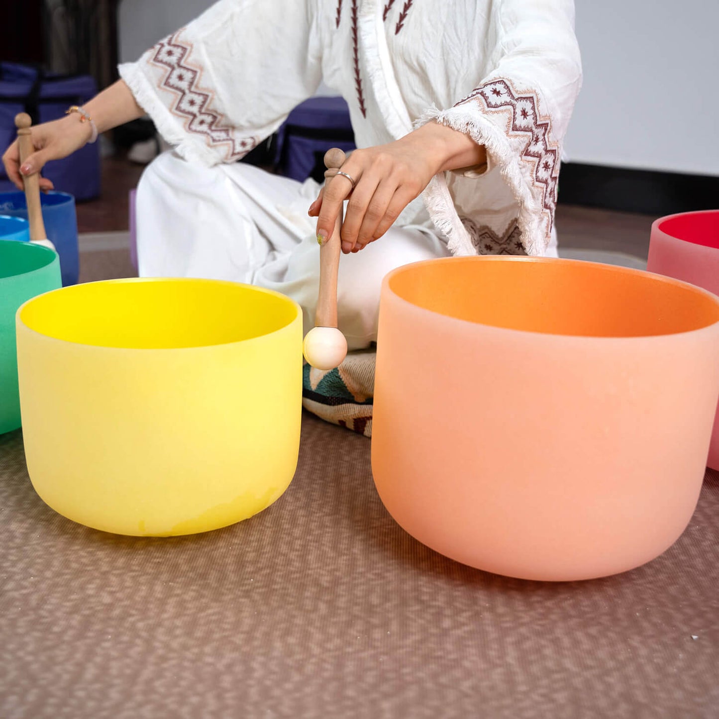 Crystal singing bowl set of 7 Color