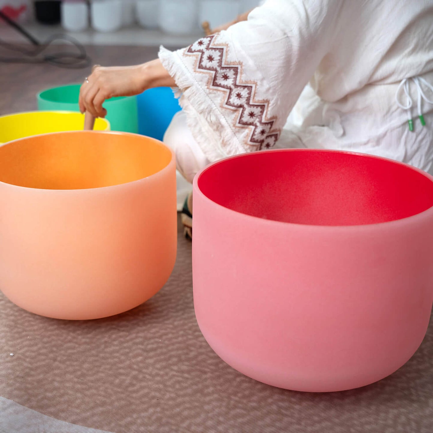 Crystal singing bowl set of 7 Color