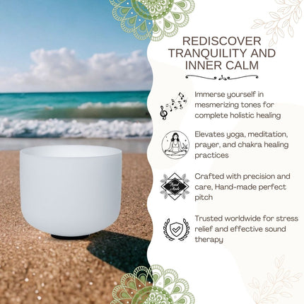 432hz 10 inch Quartz Crystal Singing Bowl Pure White E Note