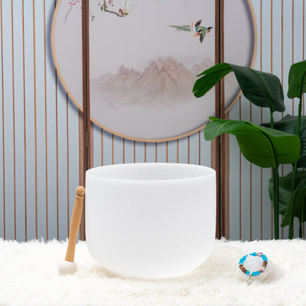 432hz 10 inch Quartz Crystal Singing Bowl Pure White E Note