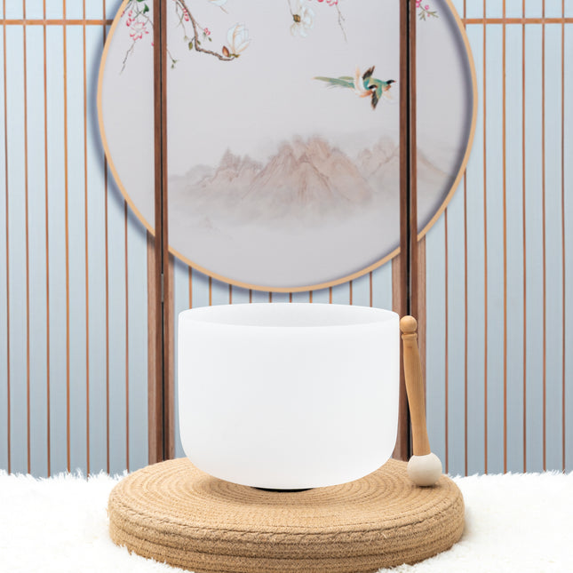 432hz 10 inch Quartz Crystal Singing Bowl Pure White E Note