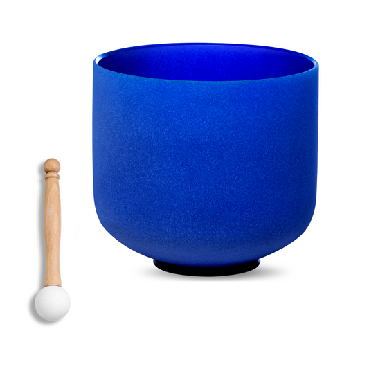 7 Inch Indigo Crystal Singing Bowl A Note Third Eye Chakra with Rubber Mallet