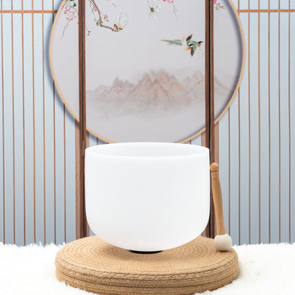 432hz 11 inch Quartz Crystal Singing Bowl Pure White D Note