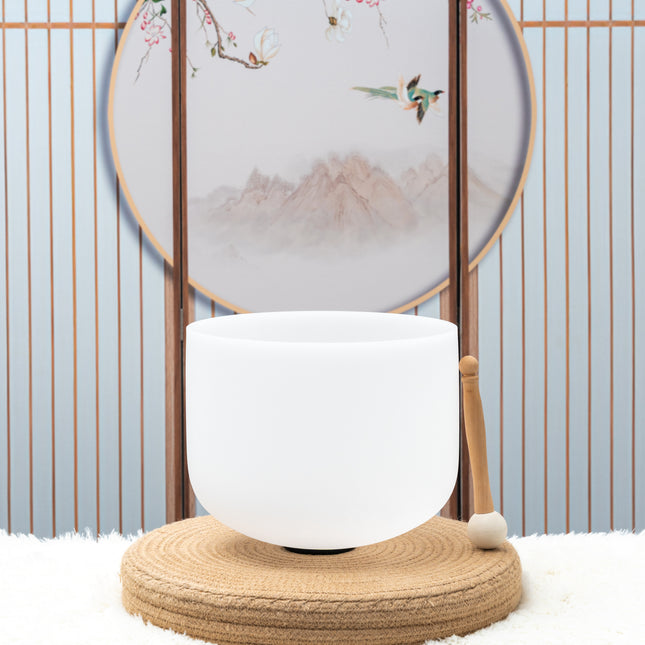 432hz 11 inch Quartz Crystal Singing Bowl Pure White D Note