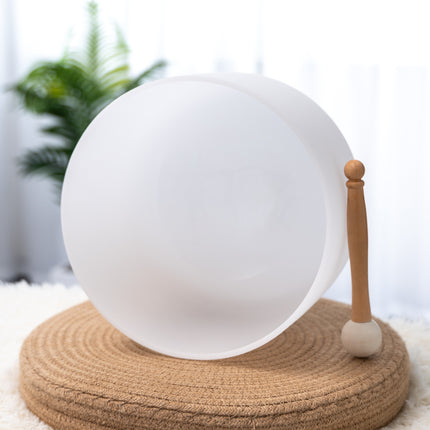 432hz 11 inch Quartz Crystal Singing Bowl Pure White D Note
