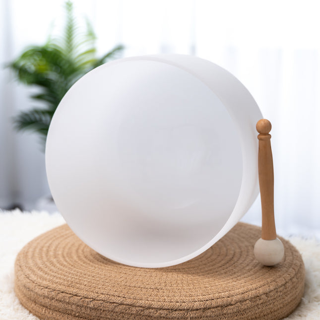 432hz 11 inch Quartz Crystal Singing Bowl Pure White D Note