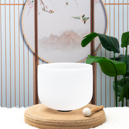 432hz 11 inch Quartz Crystal Singing Bowl Pure White D Note