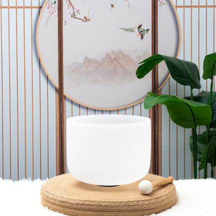 432hz 10 inch Quartz Crystal Singing Bowl Pure White D Note