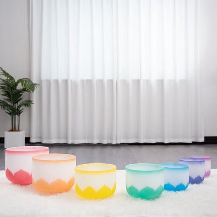 432hz Quartz Crystal Singing Bowl Lotus Design set of 7