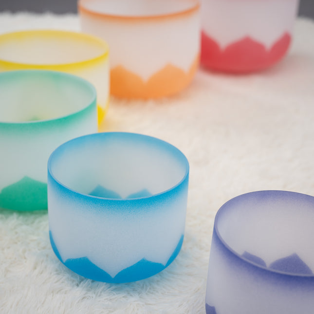 432hz Quartz Crystal Singing Bowl Lotus Design set of 7