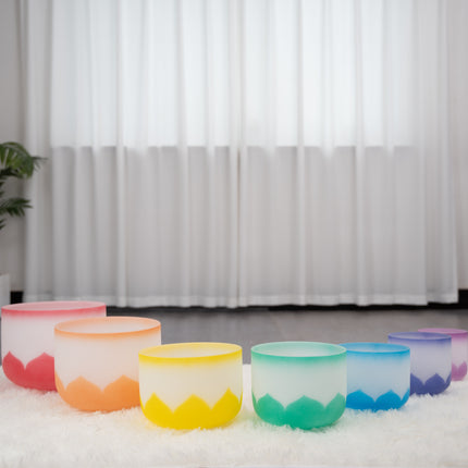 432hz Quartz Crystal Singing Bowl Lotus Design set of 7