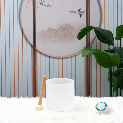 432hz 6 inch Quartz Crystal Singing Bowl Pure White C Note