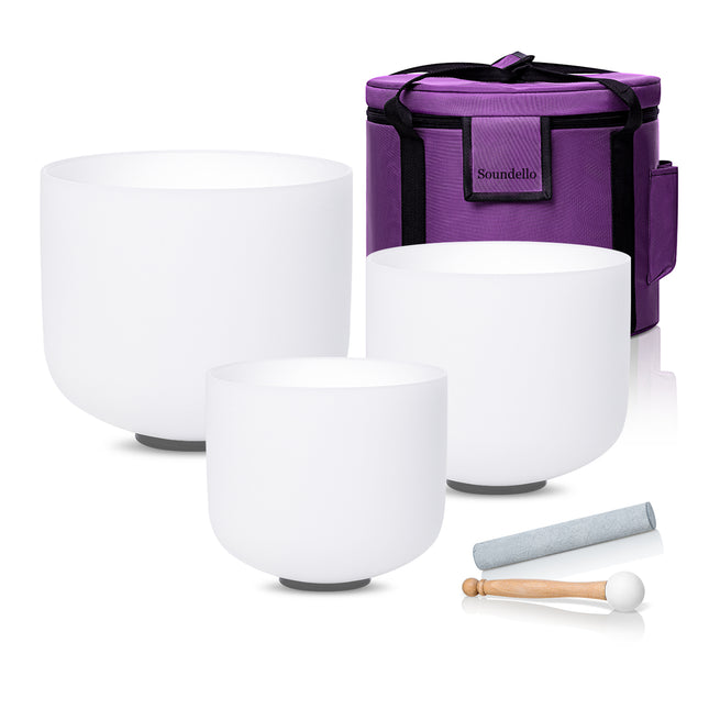 432hz 7.9.11inch Quartz Crystal Singing Bowl Pure White set of 3