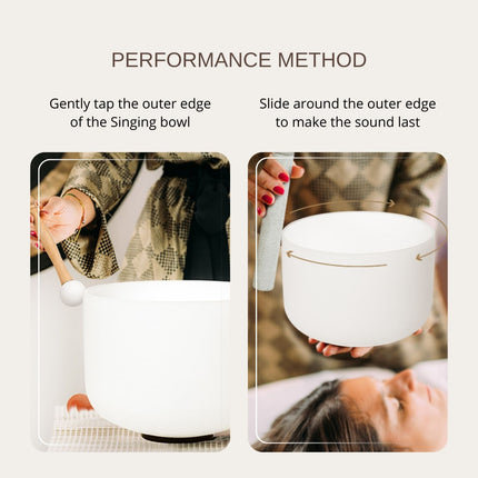 432hz 8.10.12inch Quartz Crystal Singing Bowl Pure White set of 3