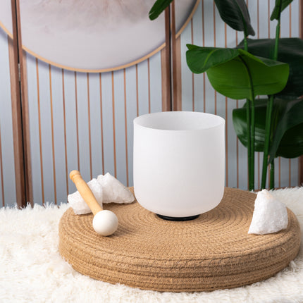 432hz 6 inch Quartz Crystal Singing Bowl Pure White B Note