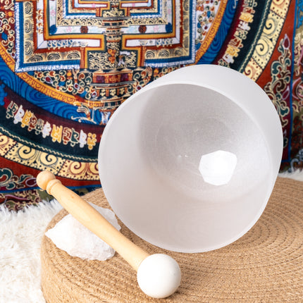 432hz 7 inch Quartz Crystal Singing Bowl Pure White G Note