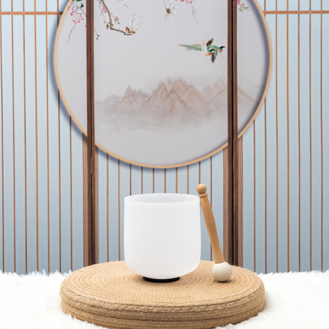 432hz 6 inch Quartz Crystal Singing Bowl Pure White C Note