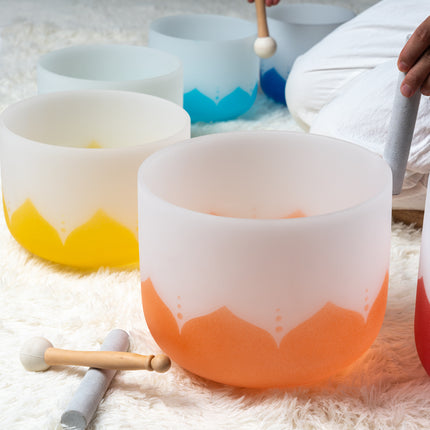 432hz Quartz Crystal Singing Bowl Lotus Color set of 7