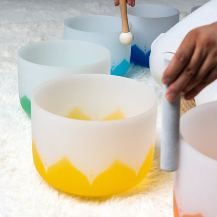 432hz Quartz Crystal Singing Bowl Lotus Color set of 7