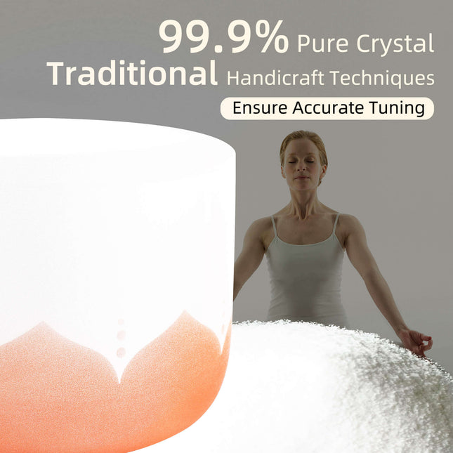 432hz Quartz Crystal Singing Bowl Lotus Color set of 7