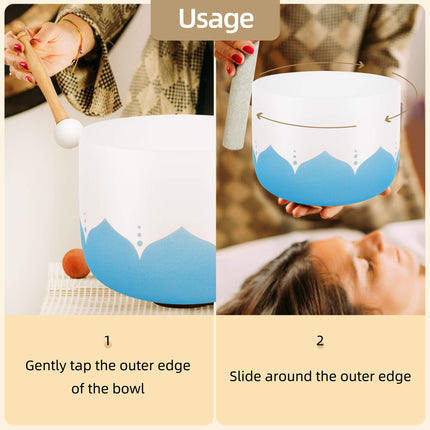432hz Quartz Crystal Singing Bowl Lotus Color set of 7
