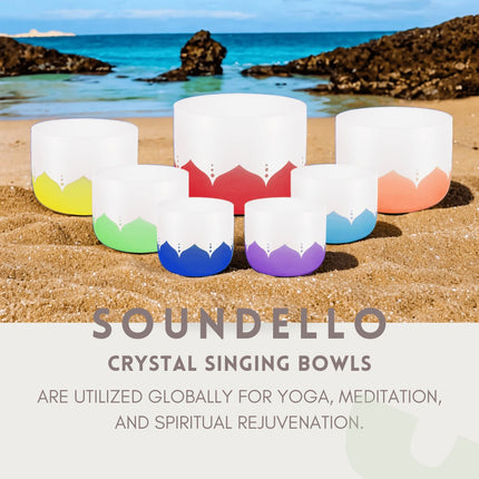 432hz Quartz Crystal Singing Bowl Lotus Color set of 7