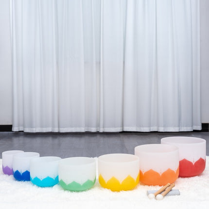 432hz Quartz Crystal Singing Bowl Lotus Color set of 7