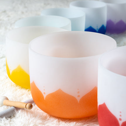 432hz Quartz Crystal Singing Bowl Lotus Color set of 7