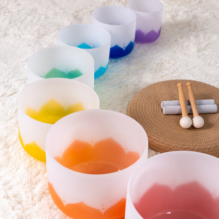 432hz Quartz Crystal Singing Bowl Lotus Color set of 7