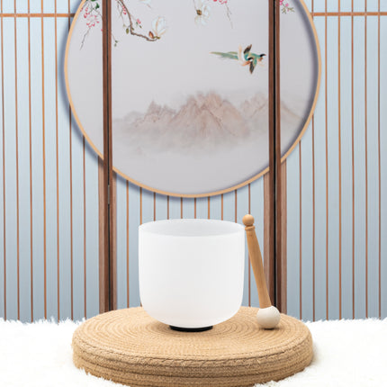 432hz 7 inch Quartz Crystal Singing Bowl Pure White G Note