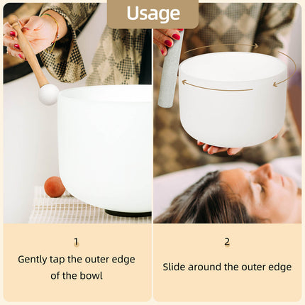 432hz 7 inch Quartz Crystal Singing Bowl Pure White A Note