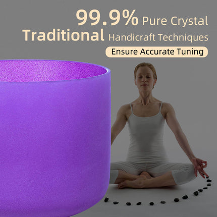 432hz 10 inch Quartz Crystal Singing Bowl Colored B Note with Carrying Case