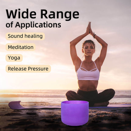 432hz 10 inch Quartz Crystal Singing Bowl Colored B Note with Carrying Case