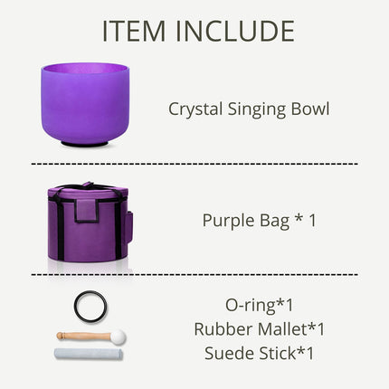 432hz 10 inch Quartz Crystal Singing Bowl Colored B Note with Carrying Case