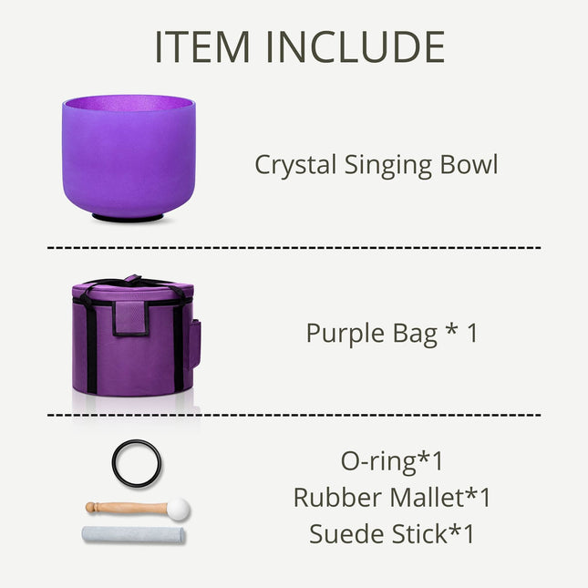 432hz 10 inch Quartz Crystal Singing Bowl Colored B Note with Carrying Case