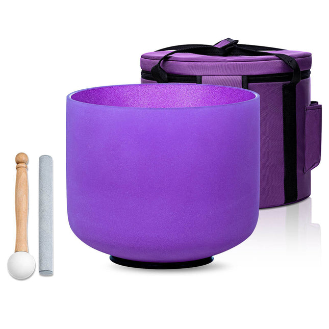 432hz 10 inch Quartz Crystal Singing Bowl Colored B Note with Carrying Case