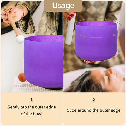 432hz 10 inch Quartz Crystal Singing Bowl Colored B Note with Carrying Case