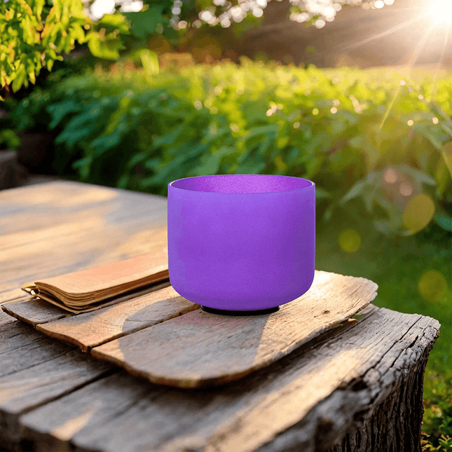 432hz 8 inch Quartz Crystal Singing Bowl Colored B Note with Carrying Case