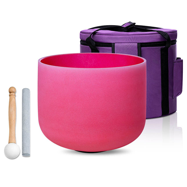 432hz 8 inch Quartz Crystal Singing Bowl Colored C Note with Carrying Case