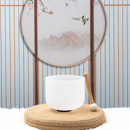 432hz 8 inch Quartz Crystal Singing Bowl Pure White G Note