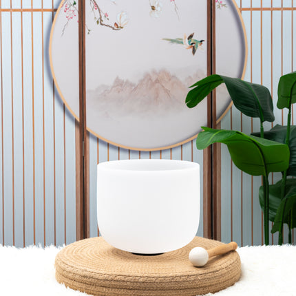 432hz 9 inch Quartz Crystal Singing Bowl Pure White F Note