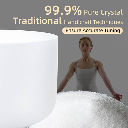 432hz 8 inch Quartz Crystal Singing Bowl Pure White F Note with Carrying Case