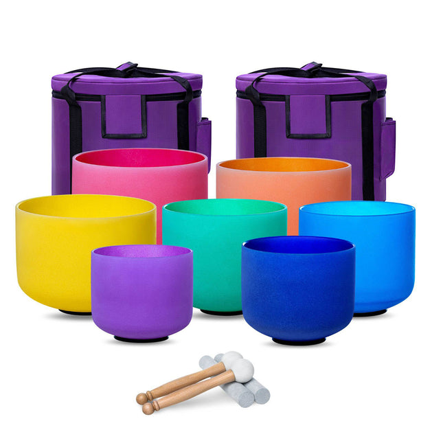 432hz Quartz Crystal Singing Bowl Colored set of 7