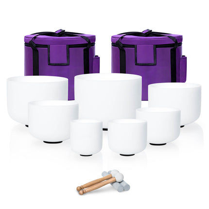 440hz Quartz Crystal Singing Bowl Pure White set of 7