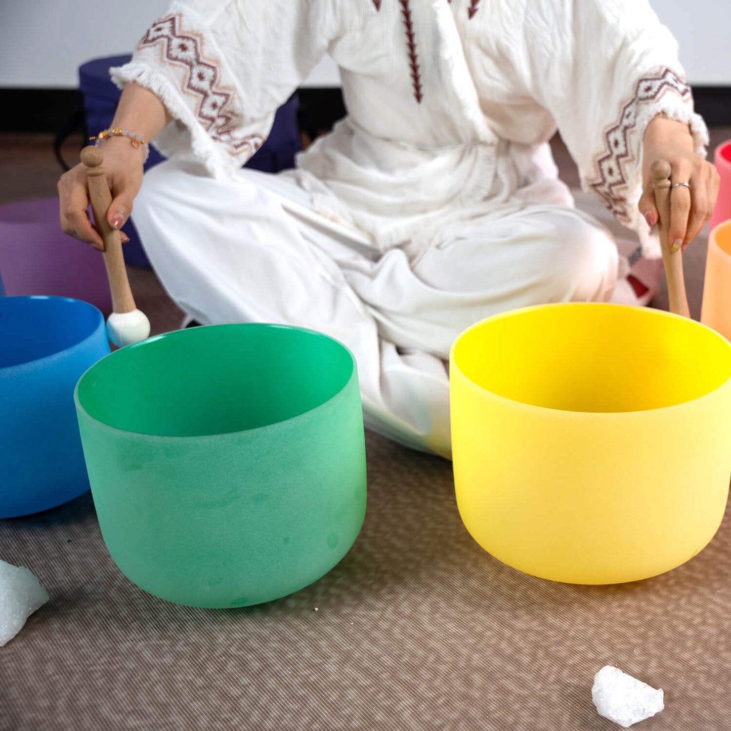 Crystal singing bowl set of 7 Color