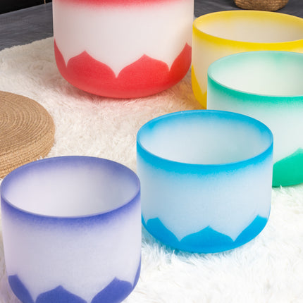 432hz Quartz Crystal Singing Bowl Lotus Design set of 7