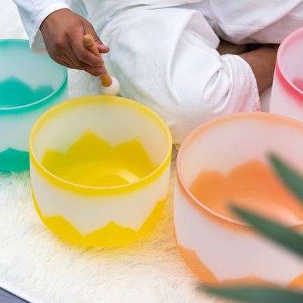 432hz Quartz Crystal Singing Bowl Lotus Design set of 7