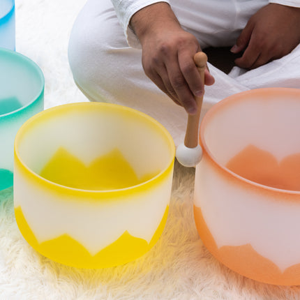 432hz Quartz Crystal Singing Bowl Lotus Design set of 7