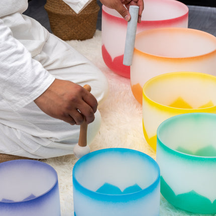 432hz Quartz Crystal Singing Bowl Lotus Design set of 7