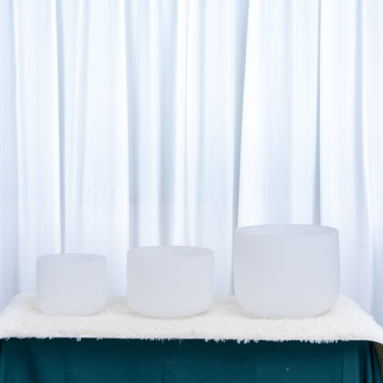 432hz 8.10.12inch Quartz Crystal Singing Bowl Pure White set of 3